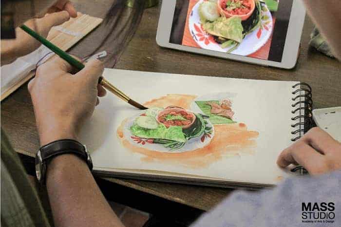 โรงเรียนสอนวาดรูป, วาดภาพสีน้ำ