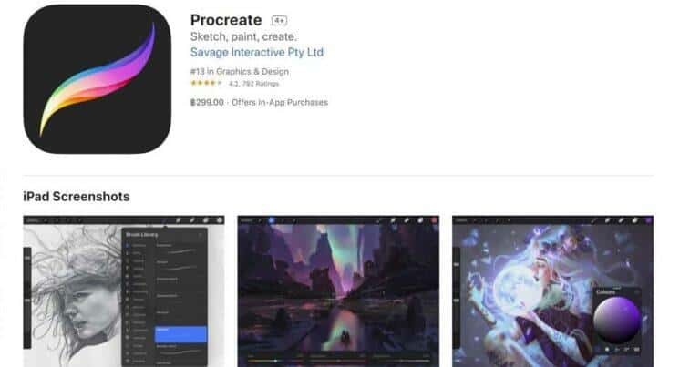 แนะนำแอพวาดรูป, แอพวาดรูปไอแพด