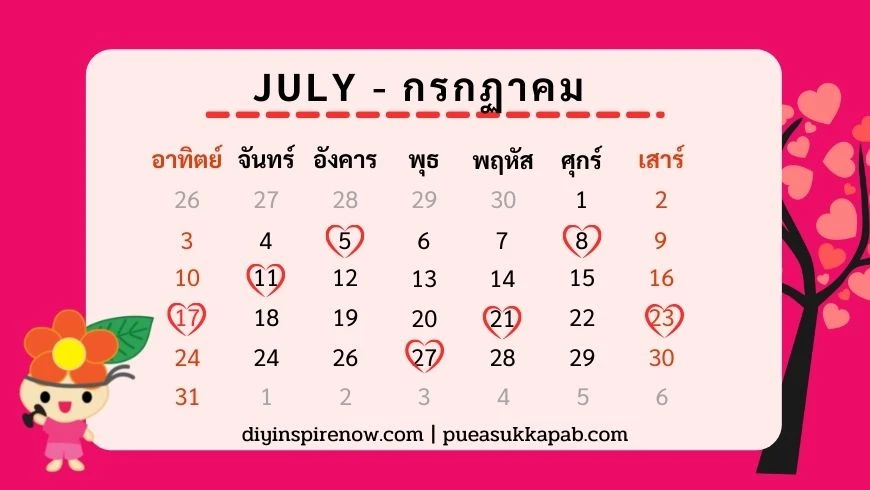 ฤกษ์แต่งงาน 2565 ตามวันเกิด กรกฏาคม